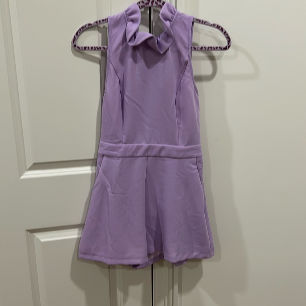 Women’s purple tie neck romper
